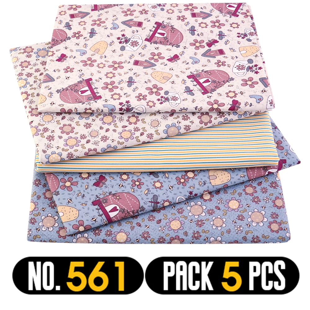 Teramila 50*50cm 5-8 PCS/Pack Twill Fabrics For Sewing DIY Dresses Quilt Cotton Cloth Needlework Patchwork Plaid Printed Textile