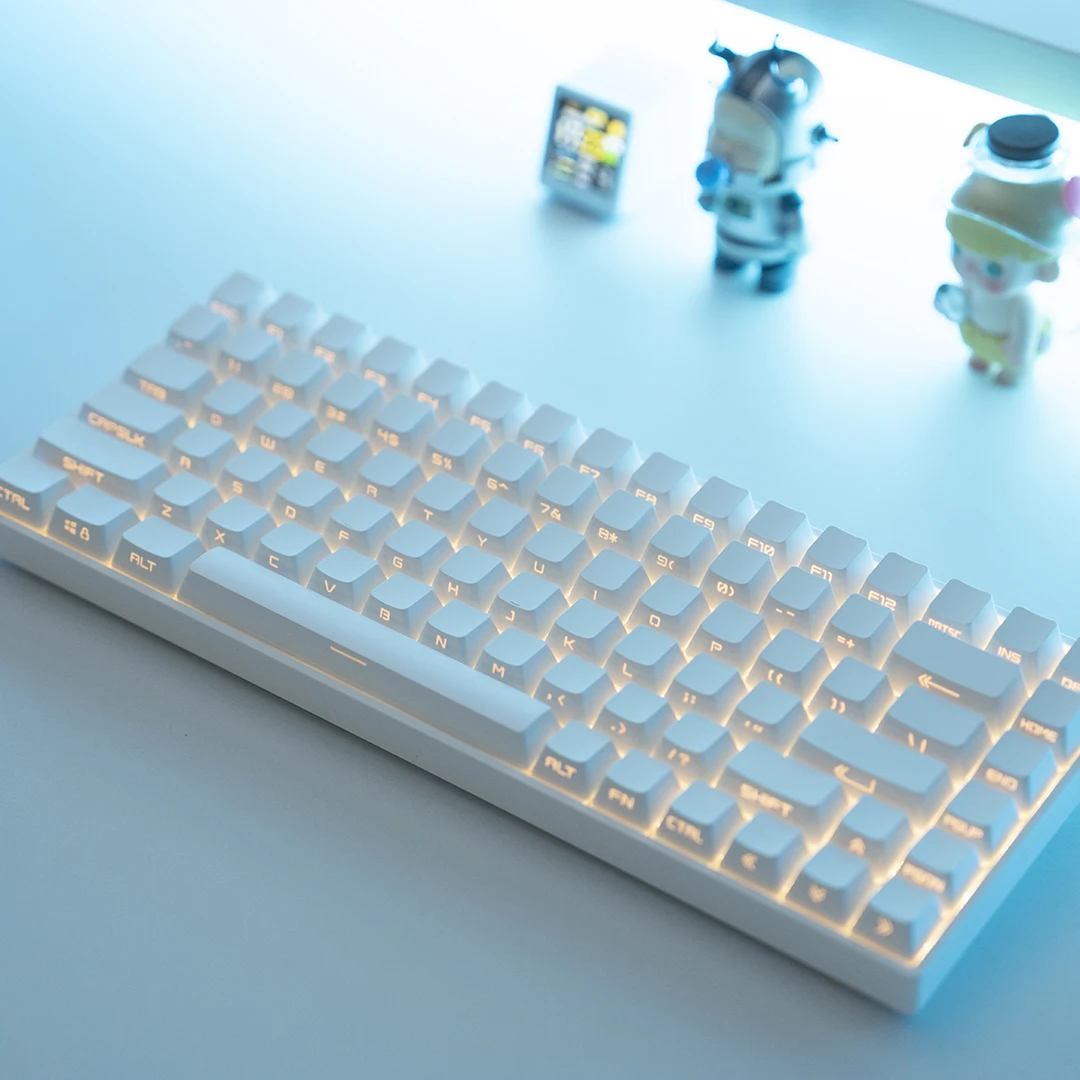 OEM Highly Pure White Side Engraved Transparent Keycap Pbt MaterialSublimation 87 84 75 68