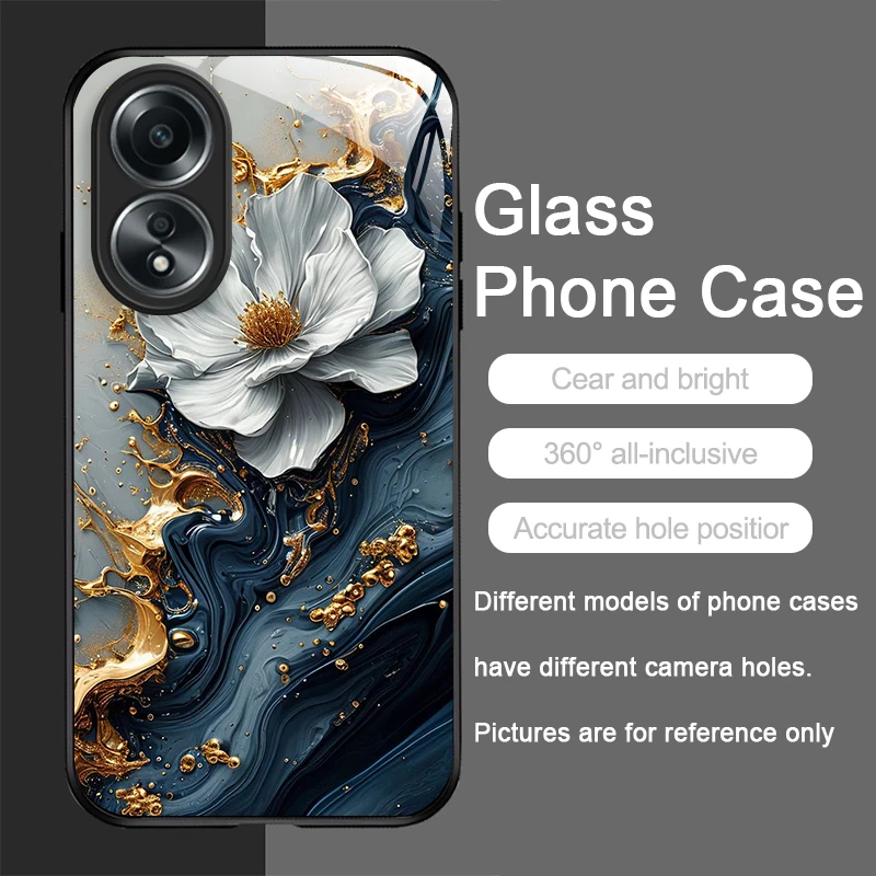 أنيقة لوتس الفني زهرة نمط الزجاج المقسى جراب هاتف ل ممن لهم Realme 13 برو زائد 12 11 10 C55 X7 GT Neo 2 3T 5G غطاء #4