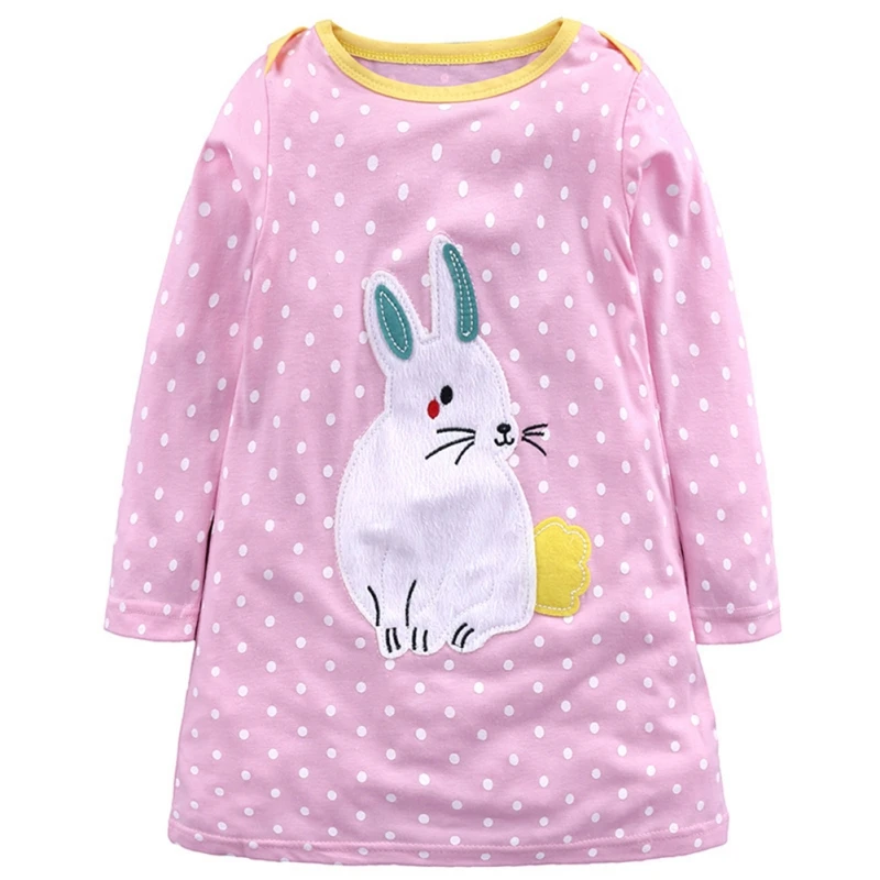 Jumping Meters 2-6T Rabbit Striped Long Sleeve Princess Girls Dresses Autumn Spring  Kids Baby Clothes Toddler Costum Dress