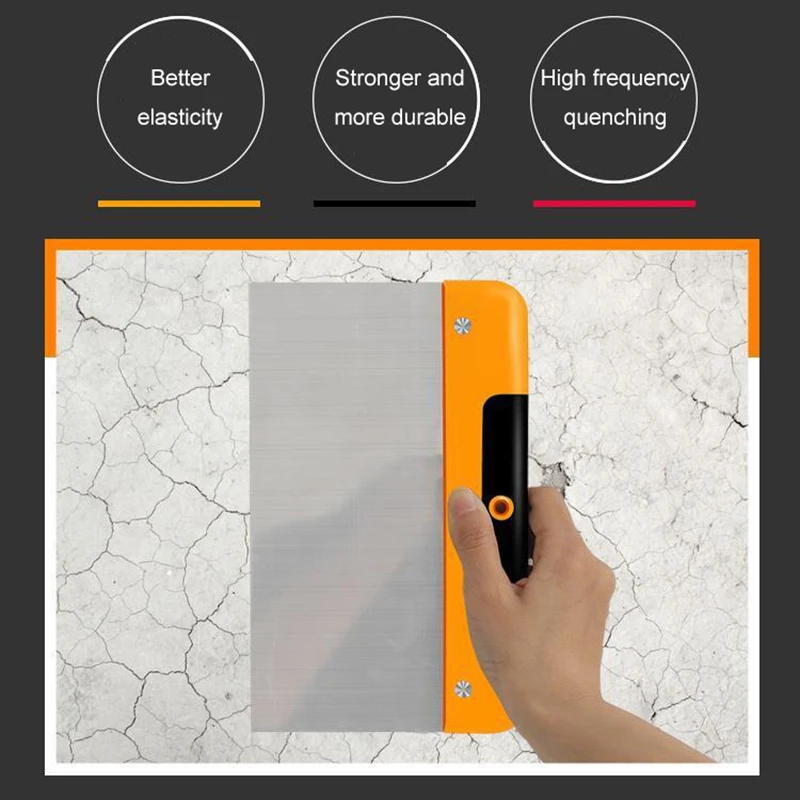 3CR12 Stainless Steel Putty Knife High‑Frequency Quenching Scraper TPR Handle for Wall Repair Wallpaper Application Hand Tools