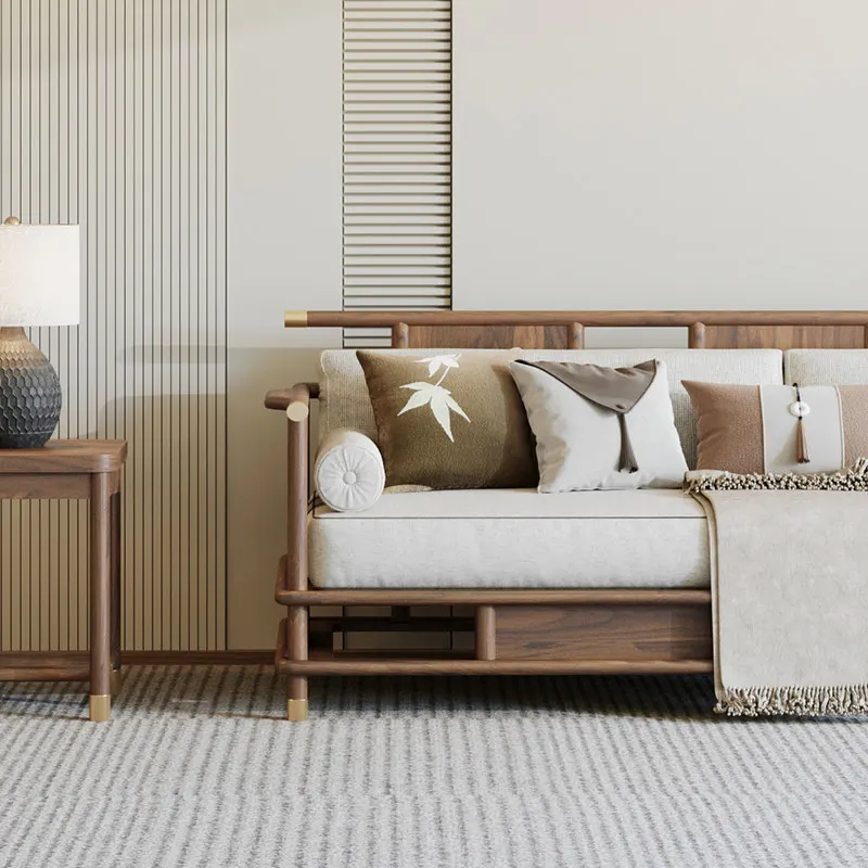 [Jingyun] New Chinese-style sofa North American black walnut Song-style aesthetic living room combination Song Dynasty Zen furni