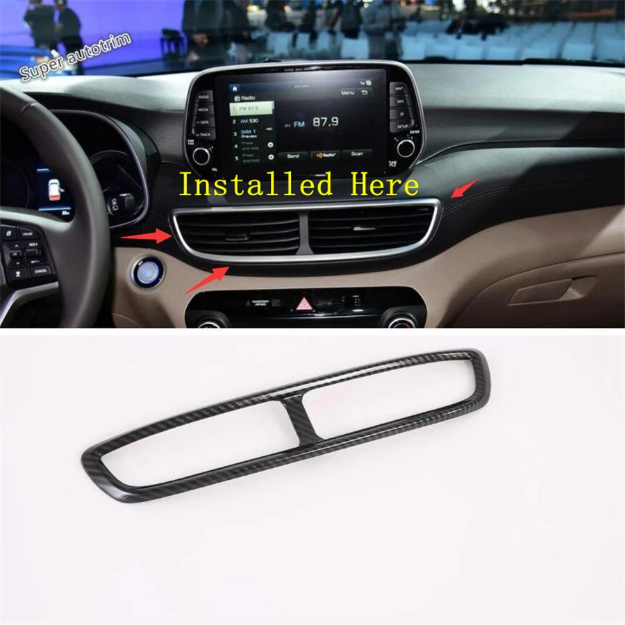 

Car Middle Air Conditioning AC Vent Outlet Frame Cover Trim For Hyundai Tucson 2019 2020 ABS Carbon Fiber Accessories Interior
