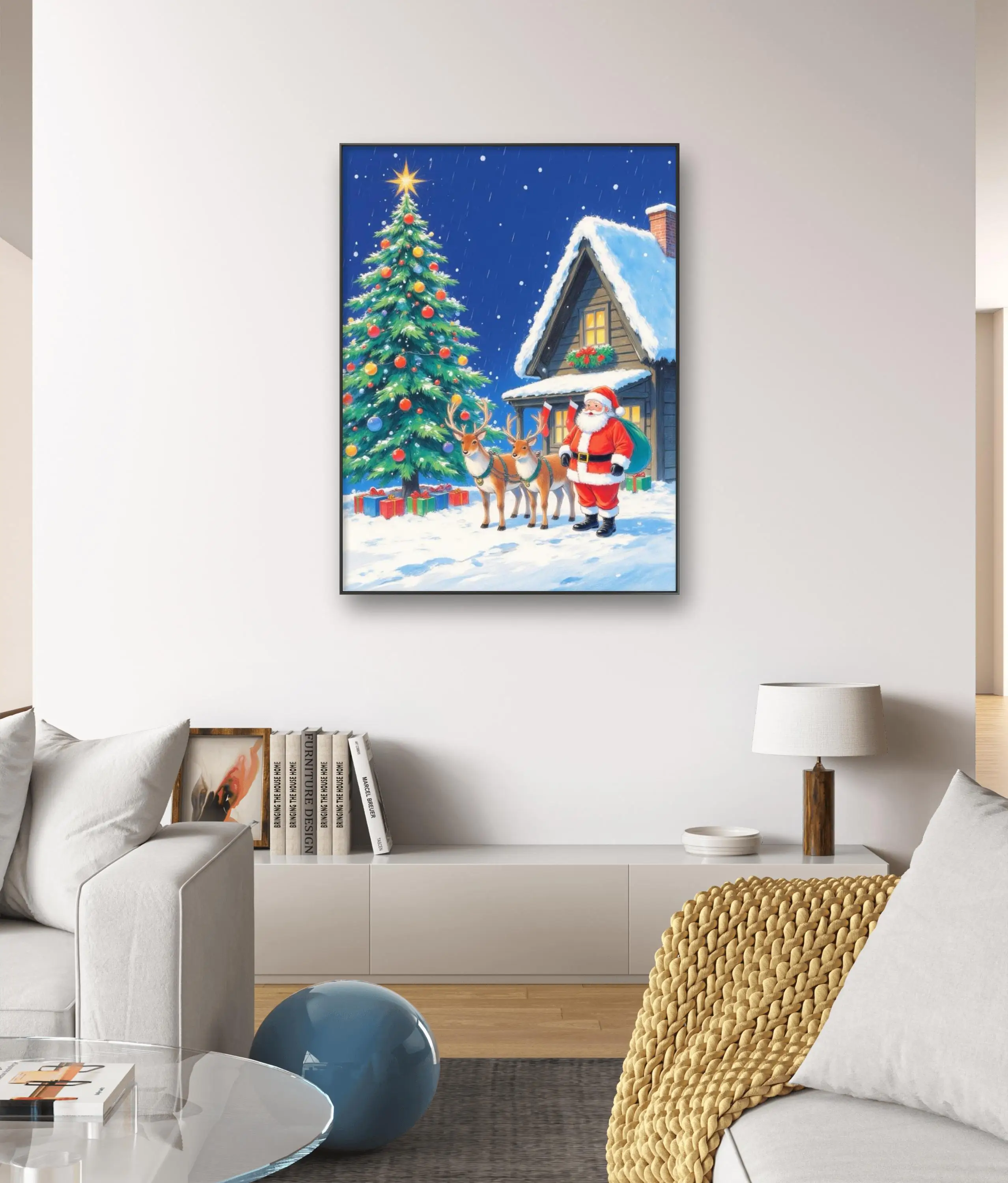 クリスマス風景 DIY デジタル油絵 カラフルな手描きのシンプルな工芸品 家の壁の装飾に適しています