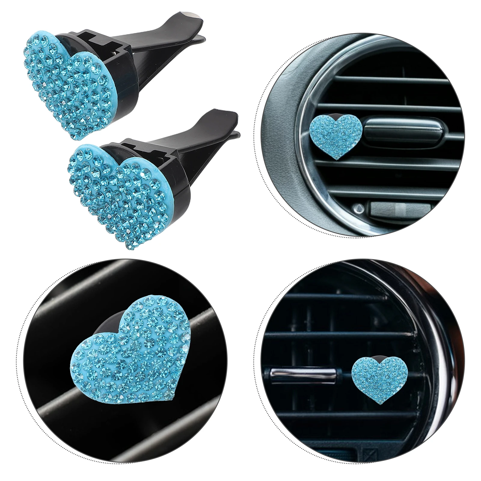 

2 Pcs Car Aromatherapy Clip Air Outlet Diffuser Vent Clips For Cars Freshener Love Bling Accessories