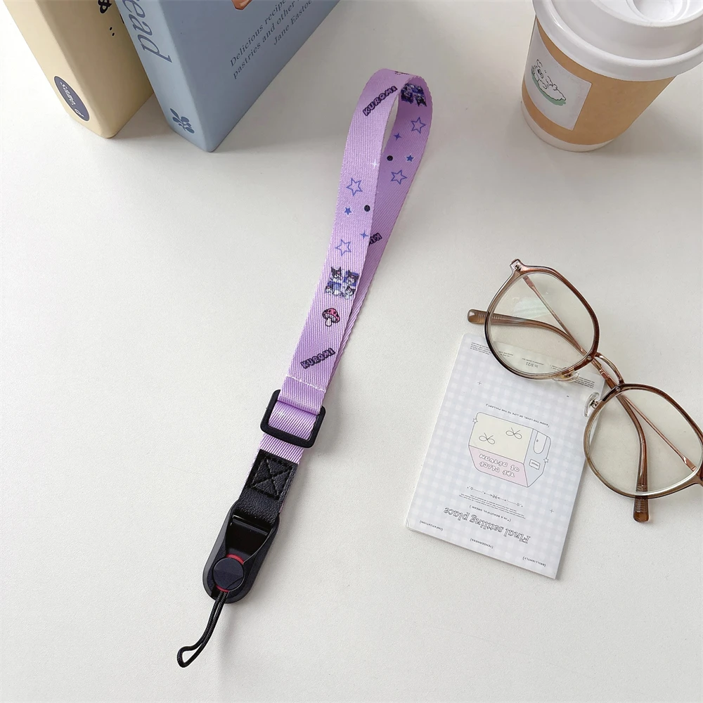 

Ремешок для телефона Kuromi, регулируемый полиэстеровый ремешок на запястье для ключей, USB-камера, ремешок с защитой от потери, аксессуары