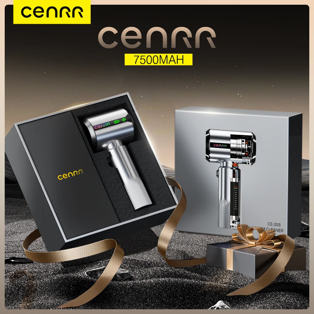 CENRR جديد سيارة مكنسة كهربائية لاسلكية صغيرة قوية المحمولة المحمولة منظف السيارة LED عرض الطاقة هدية مصباح مسدس هواء 7500mAh