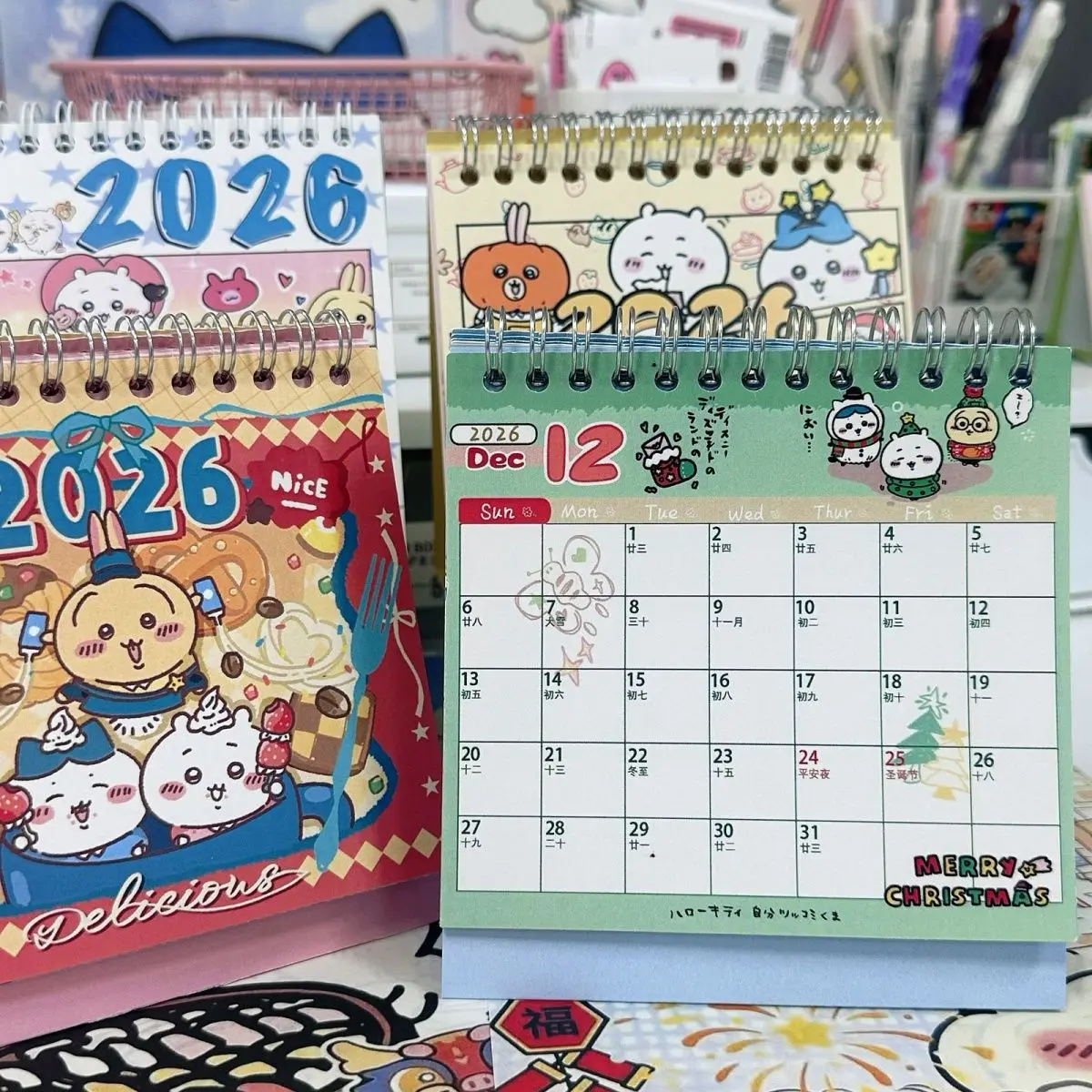 

Настольный календарь-планер 2026 Chiikawa Usagi: милый мультяшный календарь-органайзер для дома, офиса, школы, декора, подарка, игрушки