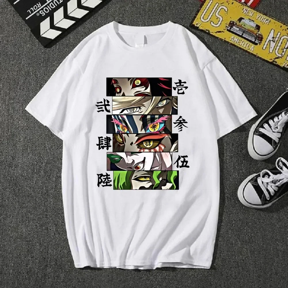 Letni T-Shirt Anime pogromca demonów z górnego księżyca T-Shirt z nadrukiem Anime Harajuku z krótka w stylu ulicznym rękawem modowa męska damskie