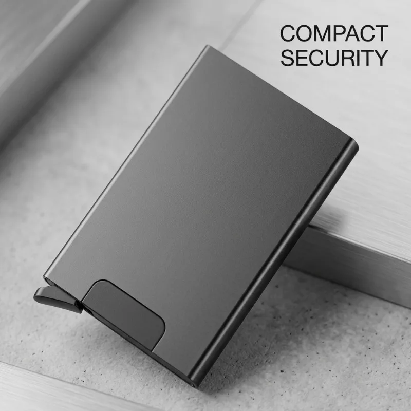 Aluminiumlegierung Pop-Up-Kartenetui mit RFID-Blockierung, Diebstahlschutz, schlankes, tragbares Metall-Design, sichere Aufbewahrung von Bankkarten