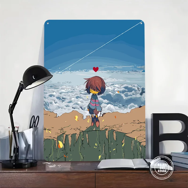 Undertale 3D Printed Texture Poster Personalized Wall Art Retro Metal Tin Signs for Decor Living Room Interior Decoration Home