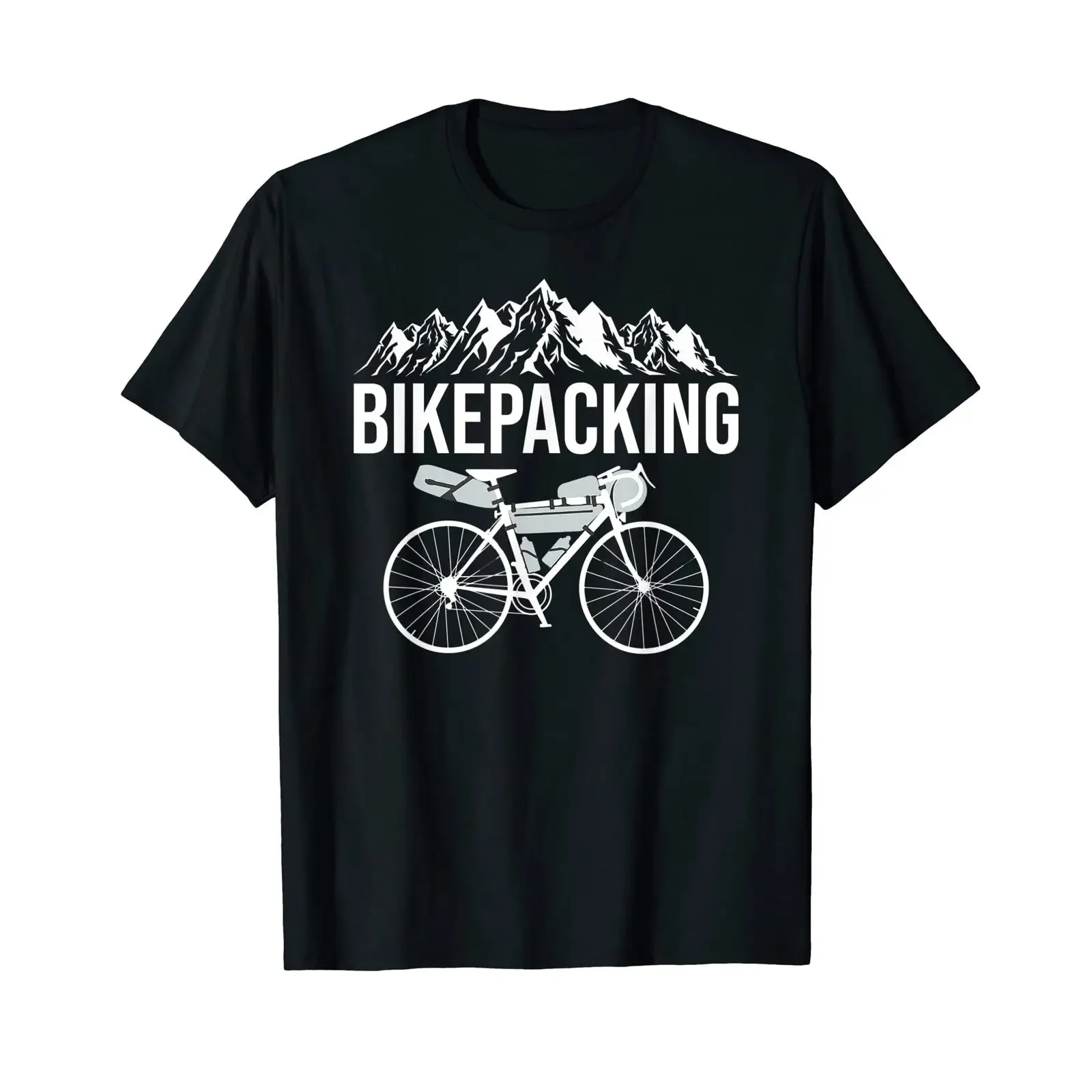 Adventure Bikepacking Bike T Shirt black vintage Washed Stylish fashion homme streetwear Casual Stretched Slightly graphic