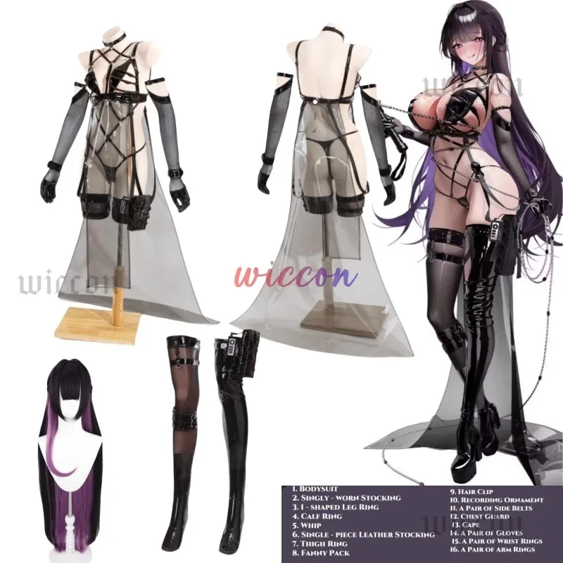 NIKKE 승리의 여신 미하라 코스프레 의상 전투복 가발 여성 파티 드레스 의상;3.k'6;d.a;