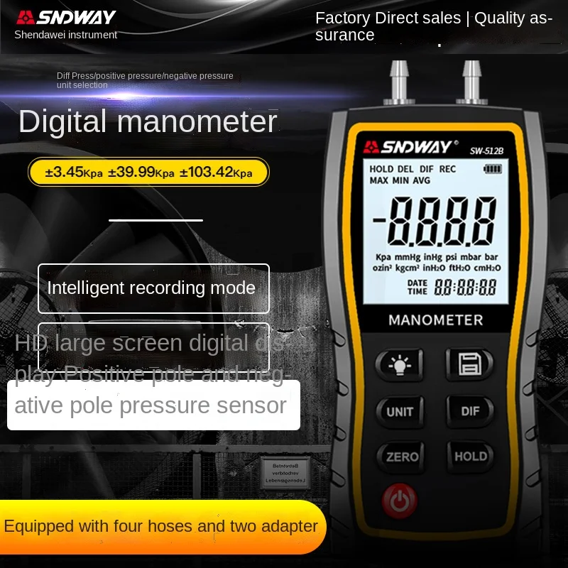 

Sndway SW-512C SW-512B SW-512A Differential Gage Hand Digital Display Pressure Meter Tasimeter Gauge Positive Negative Detection