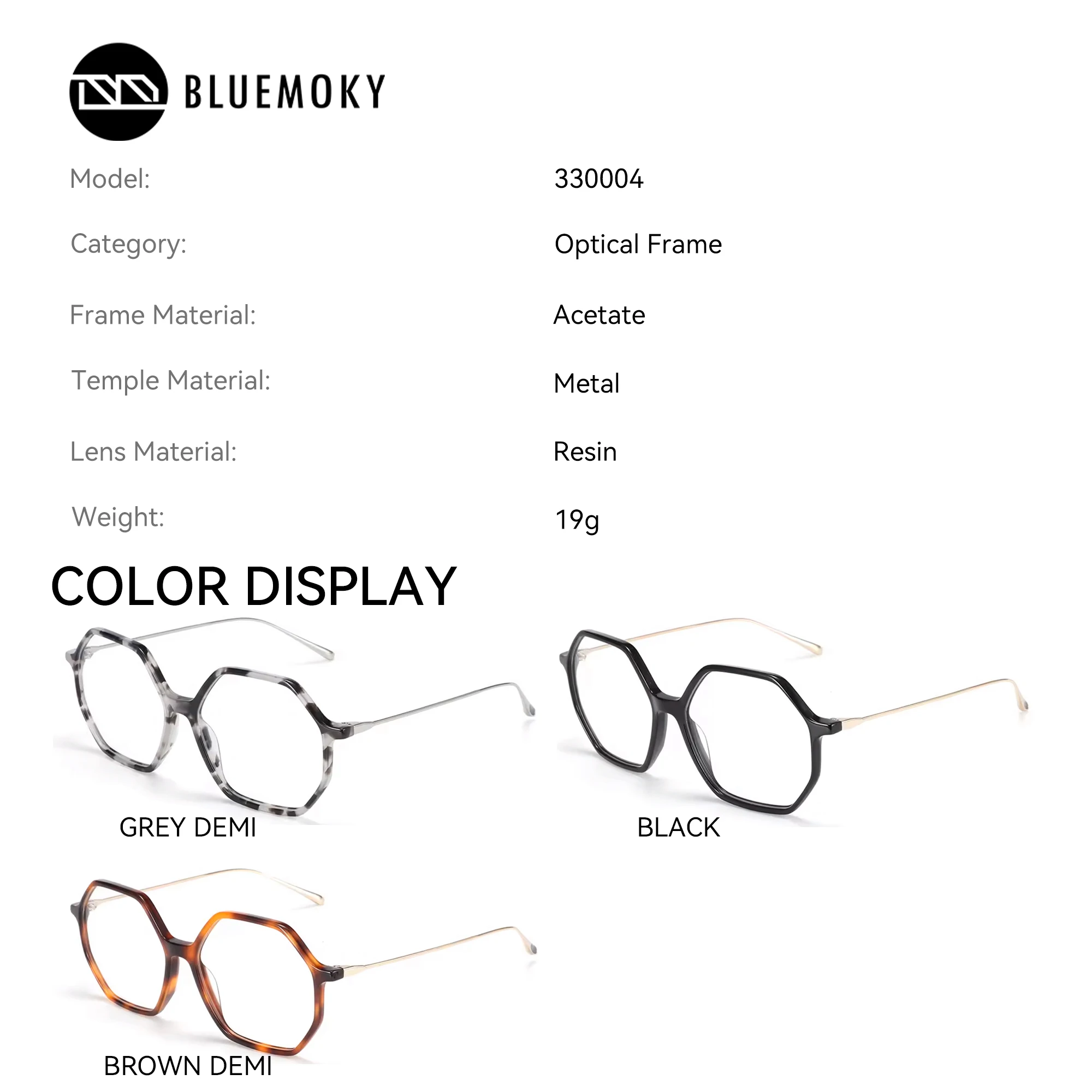 BLUEMOKY Large Polygon Square Prescription Glasses Photochromic Anti Blue Light Myopia Progressive Graduated Woman Eyeglasses