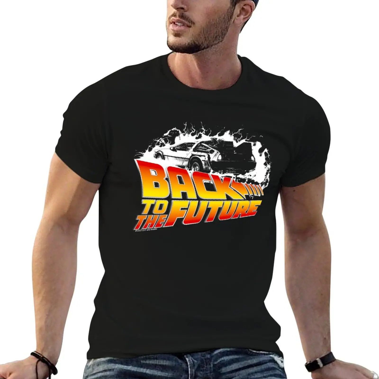 

Back To The Future - Delorean White Stencil Fan Art T-Shirt gifts for boyfriend animal prinfor boys sweat men clothings