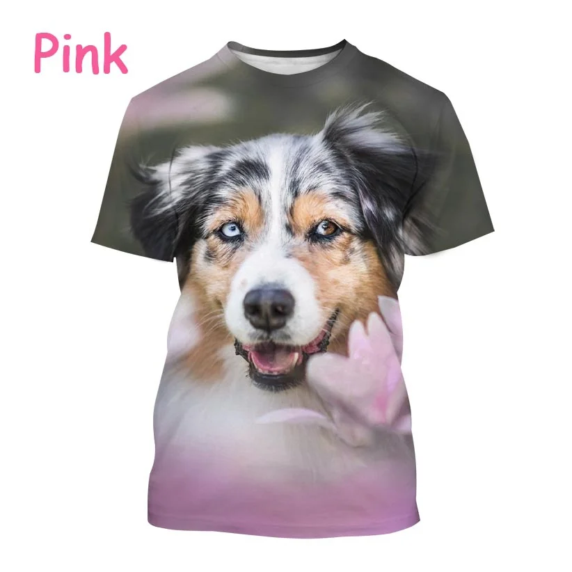 New Popular Border Collie 3D Printed T-shirt Fashion Cute Dog Unisex Animal Round Neck Casual Short Sleeve