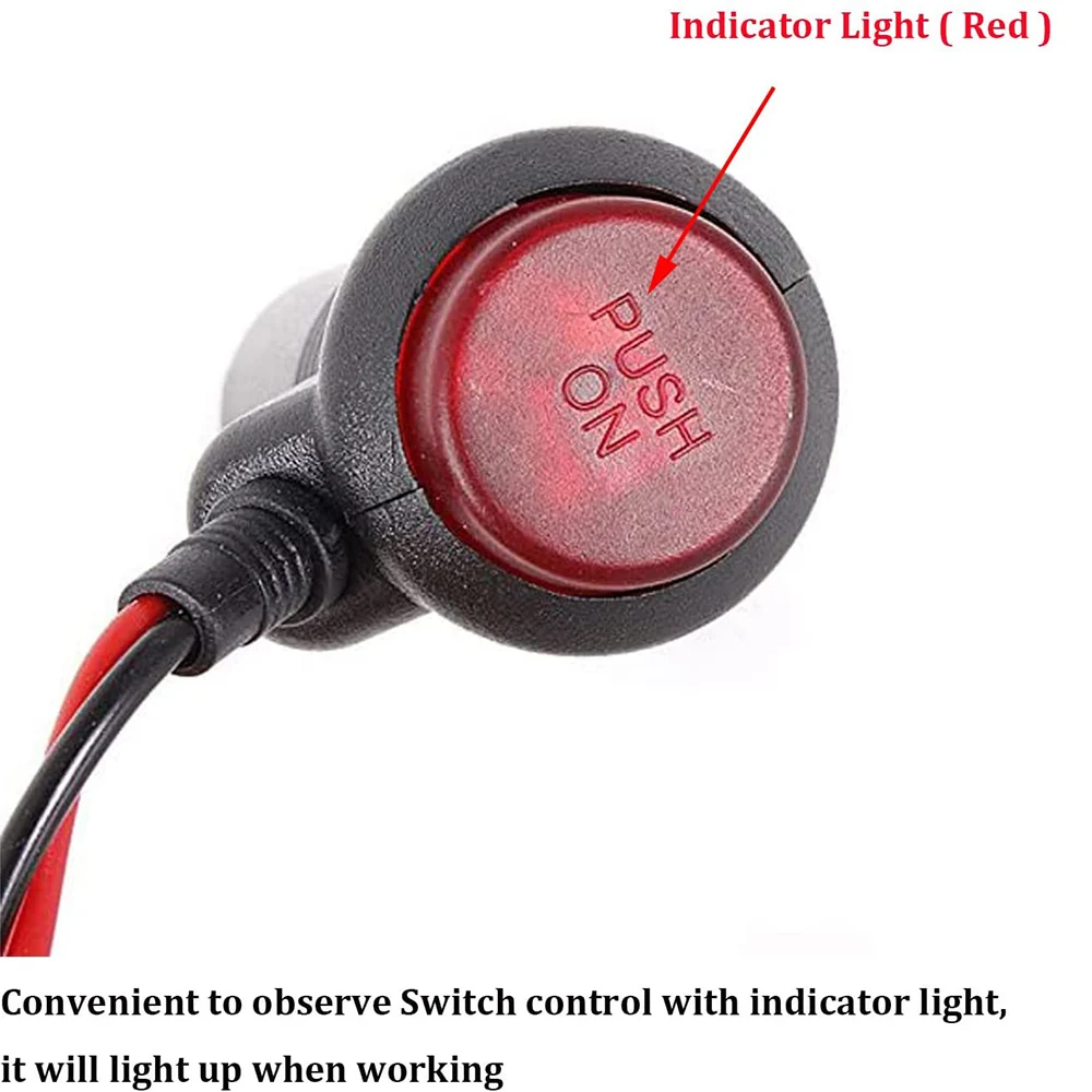 Car 12V Universal Cigarette Lighter Plug with Switch Fuse LED Indicator Car Power Cord 1 Meter 3 Meters