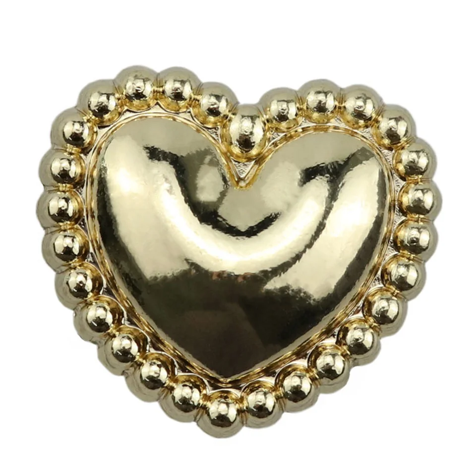 10pcs/lots Simple Retro Style Metal Heart Shape Sewing Buttons Sweater Shirt Gold Silver Decorative Button