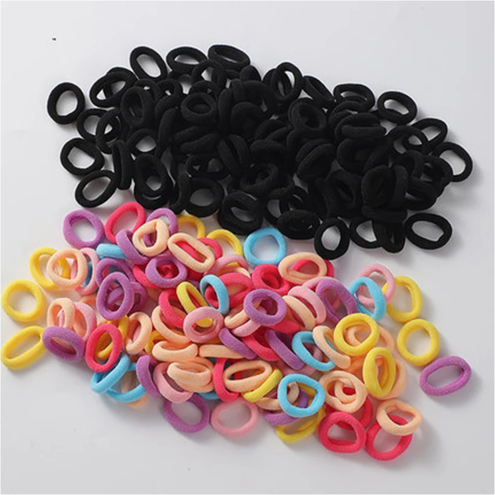 100PCS Children Headband High Elastic Solid Color Scrunchies Kids Baby Hair Bands Headwear Hair Accessories Gifts Holder