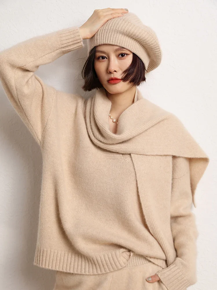 Luxury Autumn Winter Hat Women Berets Female Cap 100% Cashmere Hats Beret Elegant Warm Hat Feminine Knit  Hat Versatile Headwear