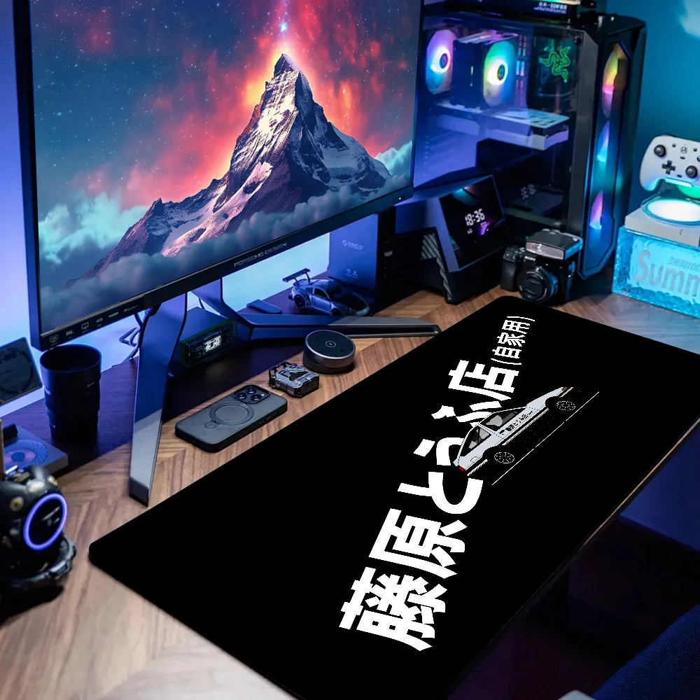 Grande Preto e Branco Art Mousepad, Tapete E-sports, Acessório de Computador, PC Rubber Company Mouse Pad, Presente, Inicial D, 90x40