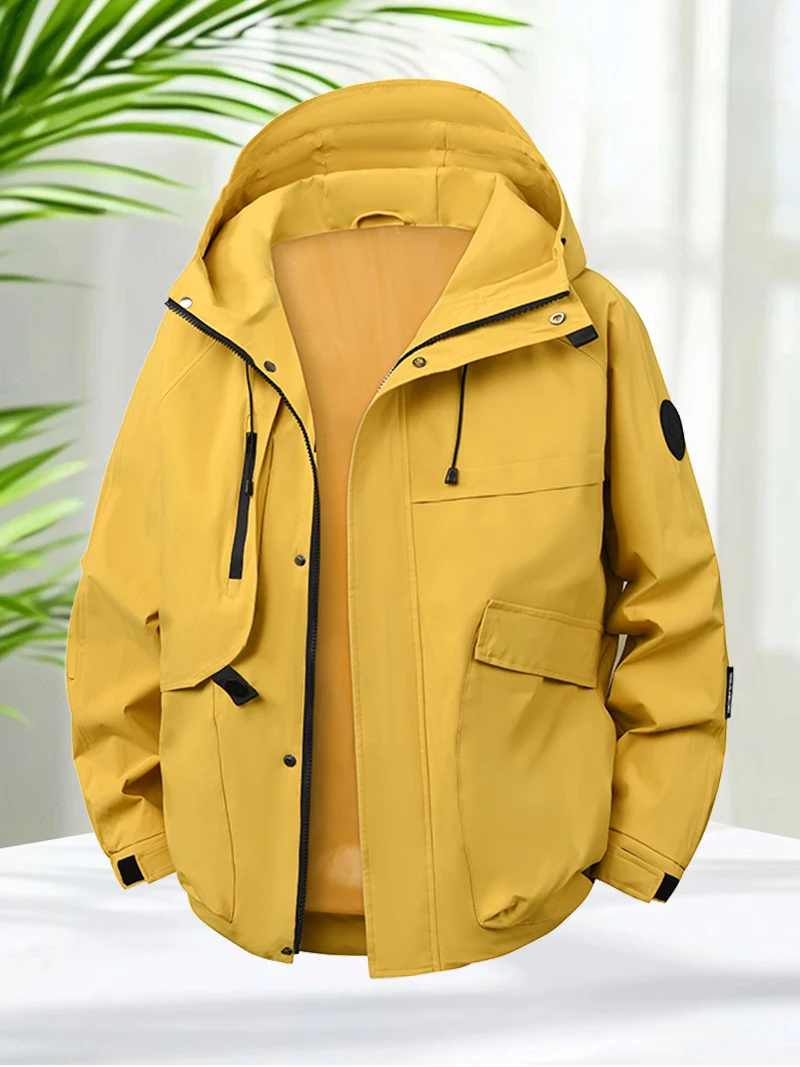 

Windbreaker Jacket Men Spring Autumn Lightweight Hooded Zip Up Jackets Outdoor Thin Hiking Coats Windproof Casual Mens Jacket