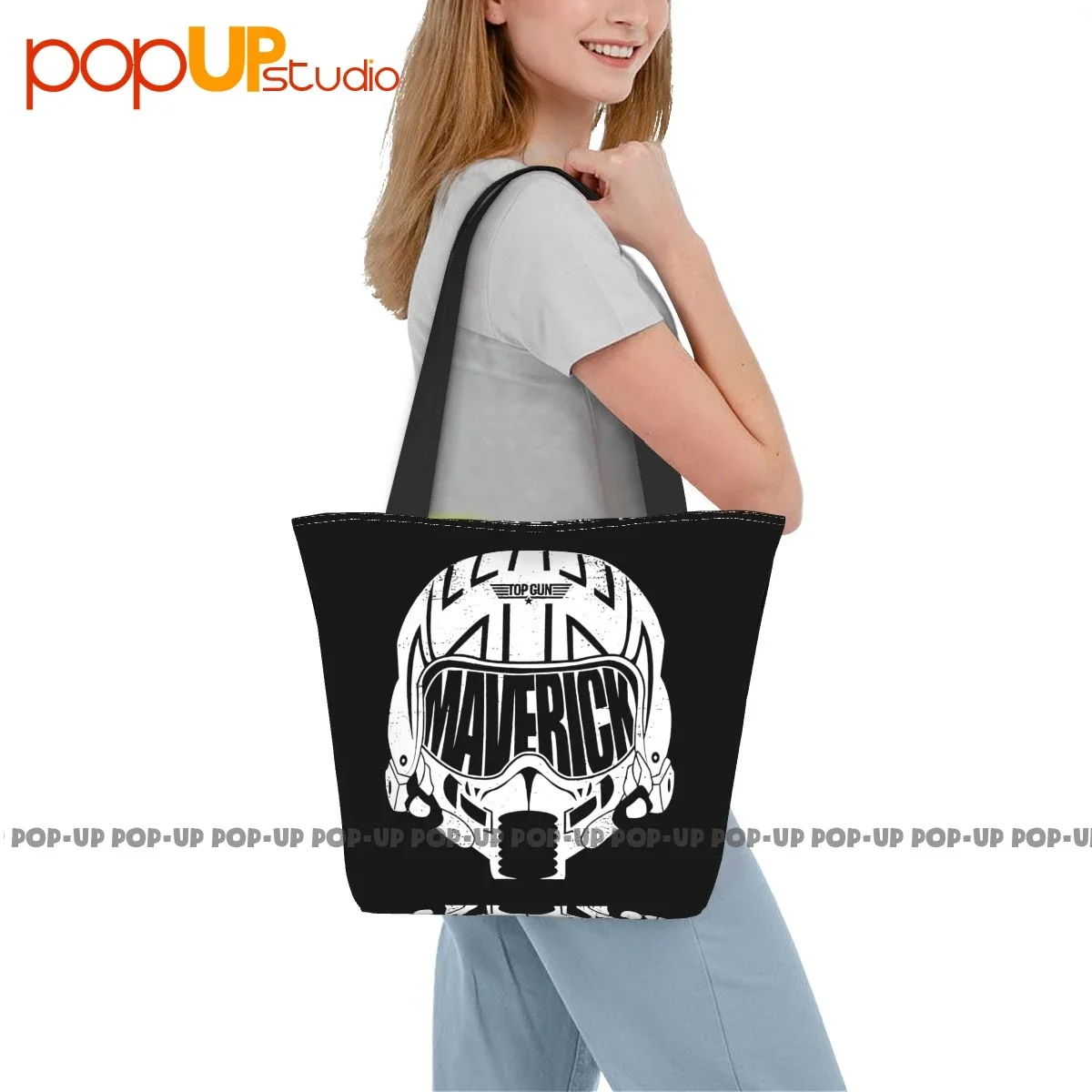 Top Gun Maverick Pilot Helmet Commute Handbags Polyester Shopping Bag Tear-Resistant