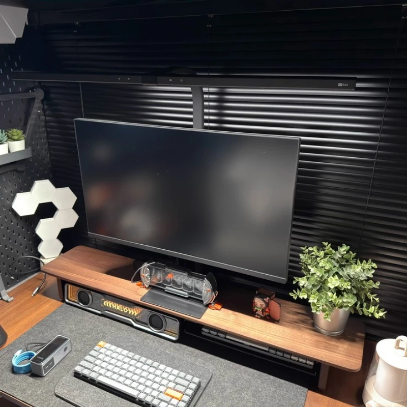 

Solid Oak Desk Organizer, ‌Modular Monitor Stand Riser,Multi-Tier Desk Ecosystem, Heavy-Duty Storage Platform