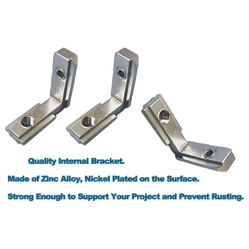 AEE2-24Pcs 2020 Series L-Shape Interior Inside Corner Connector Joint Bracket With Screws
