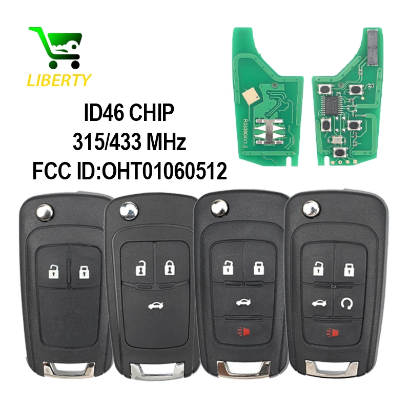 Libreza OHT 01060512   Chave remota do carro 2/3//4/5BT Fob 315MHz/433MHz ID46 para Chevrolet Cruze Camaro Malibu Sonic Opel GMC Chaves