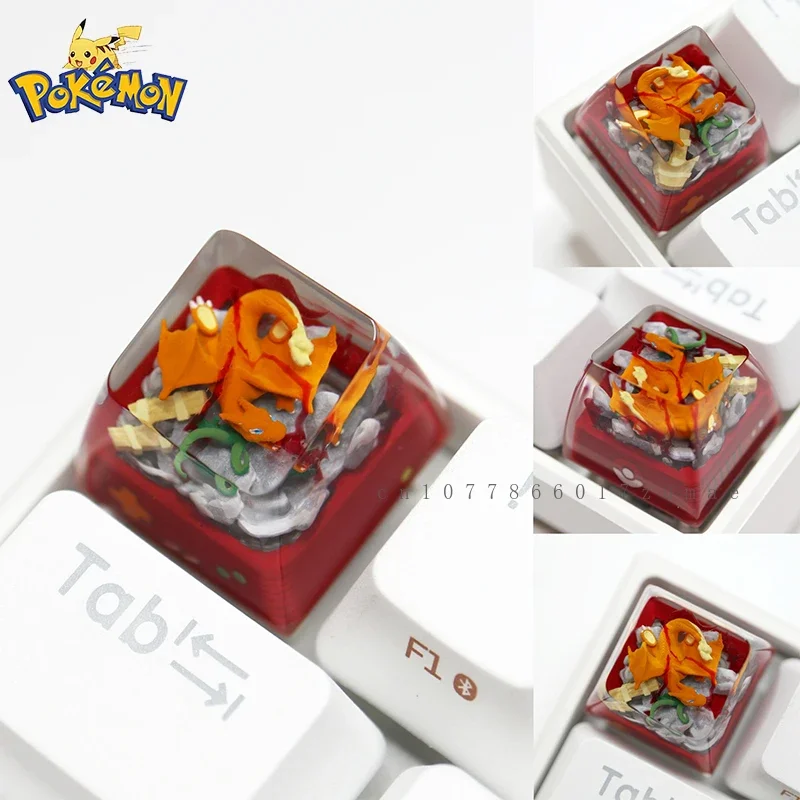 Pokemon Charizard Resin Keycaps Anime Customized Micro Landscape Mechanical Keyboard DIY Keycaps Cute Keyboard Accessories Gifts