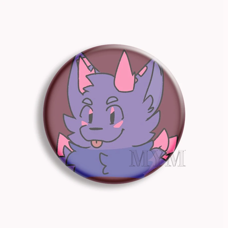 Purple Grumpy Protogen Anime Soft Button Pin Creative Chilling Cartoon Brooch Badge Bag Decor Accessories Fans Collect Gifts