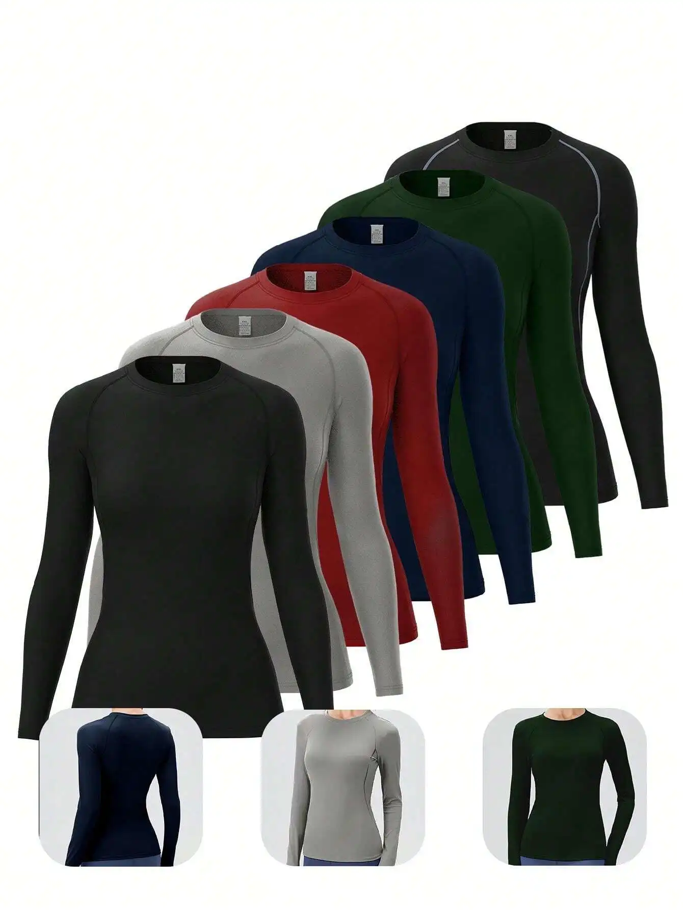 6pcs Women Fitness Long Sleeve Base Layer Set Yoga Running Workout Activewear