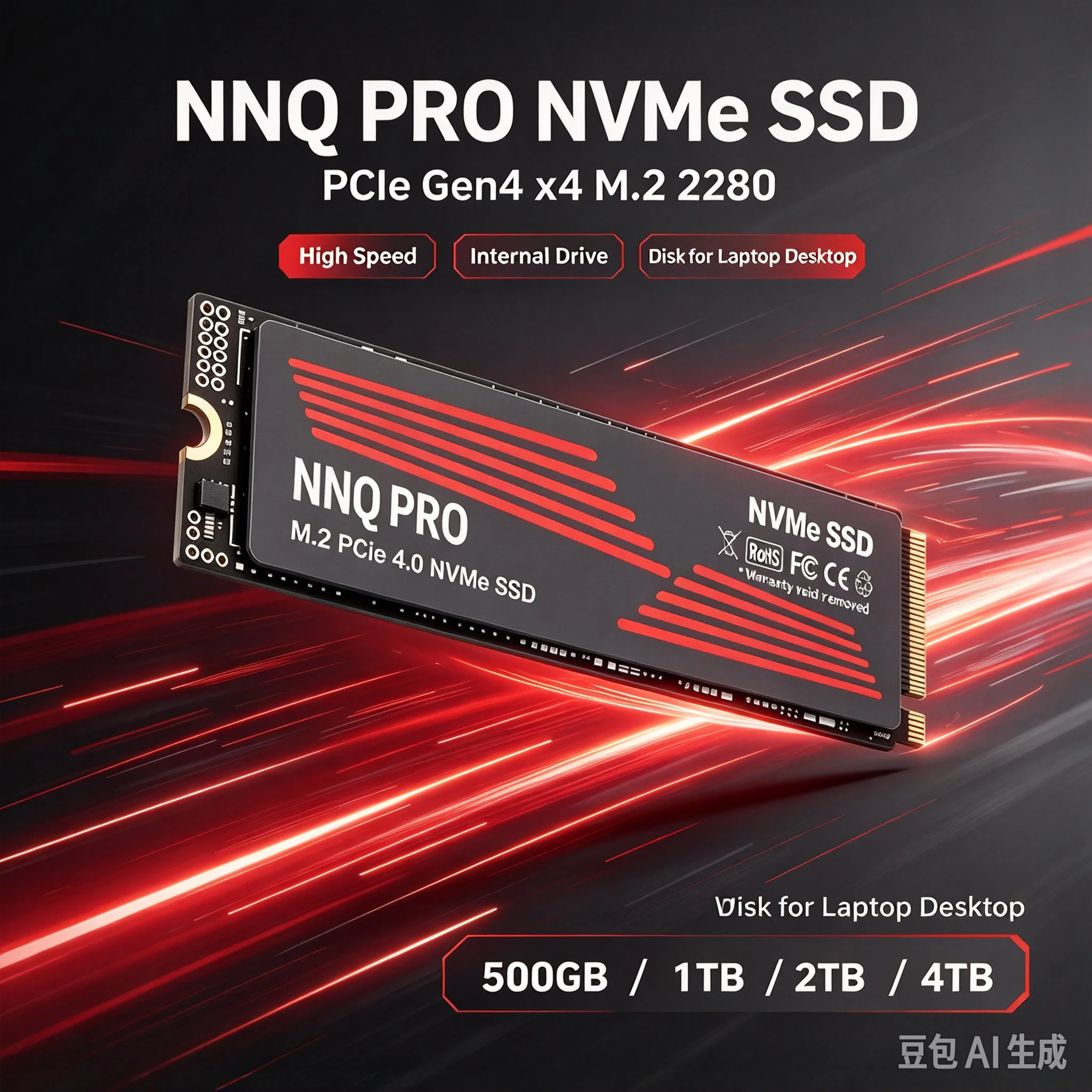 NNQ PRO SSD NVMe M.2 3500MB/s M.2 2280 PCie Gen4.0x4 500GB 1TB 2TB SSD Internal Solid State Drives Disk for Laptop Desktop
