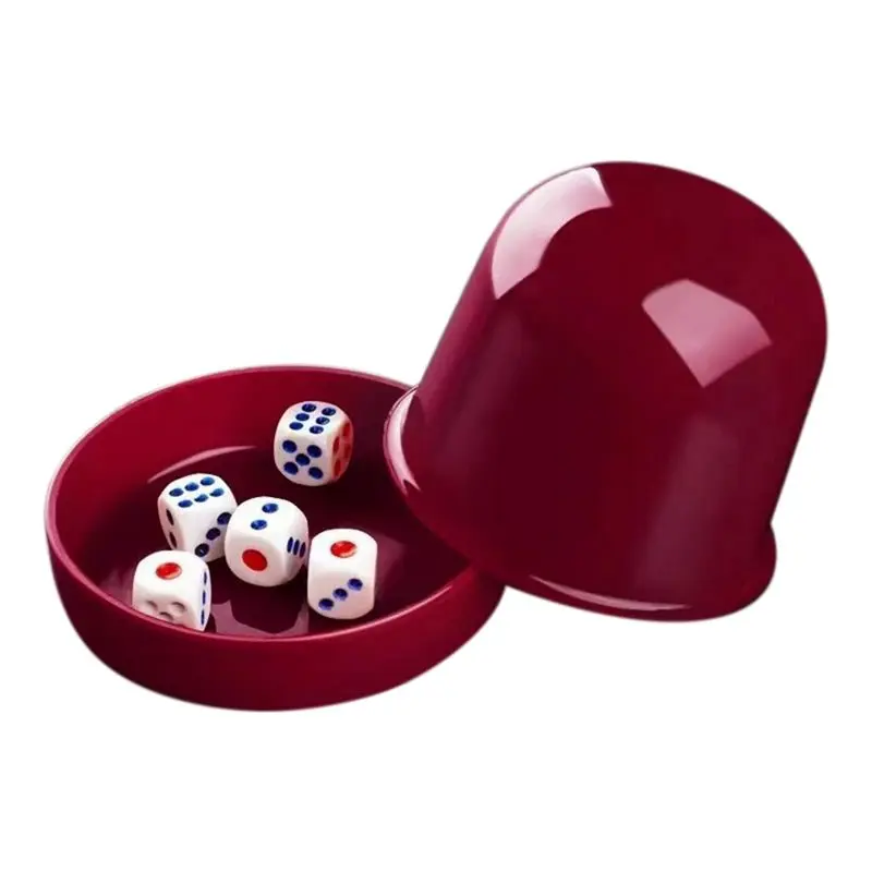 

-[Cilae-17R] Plastic Poker Dice Cup Set With 5 Dices Shaking Cup Drinking Board Game Dice Box