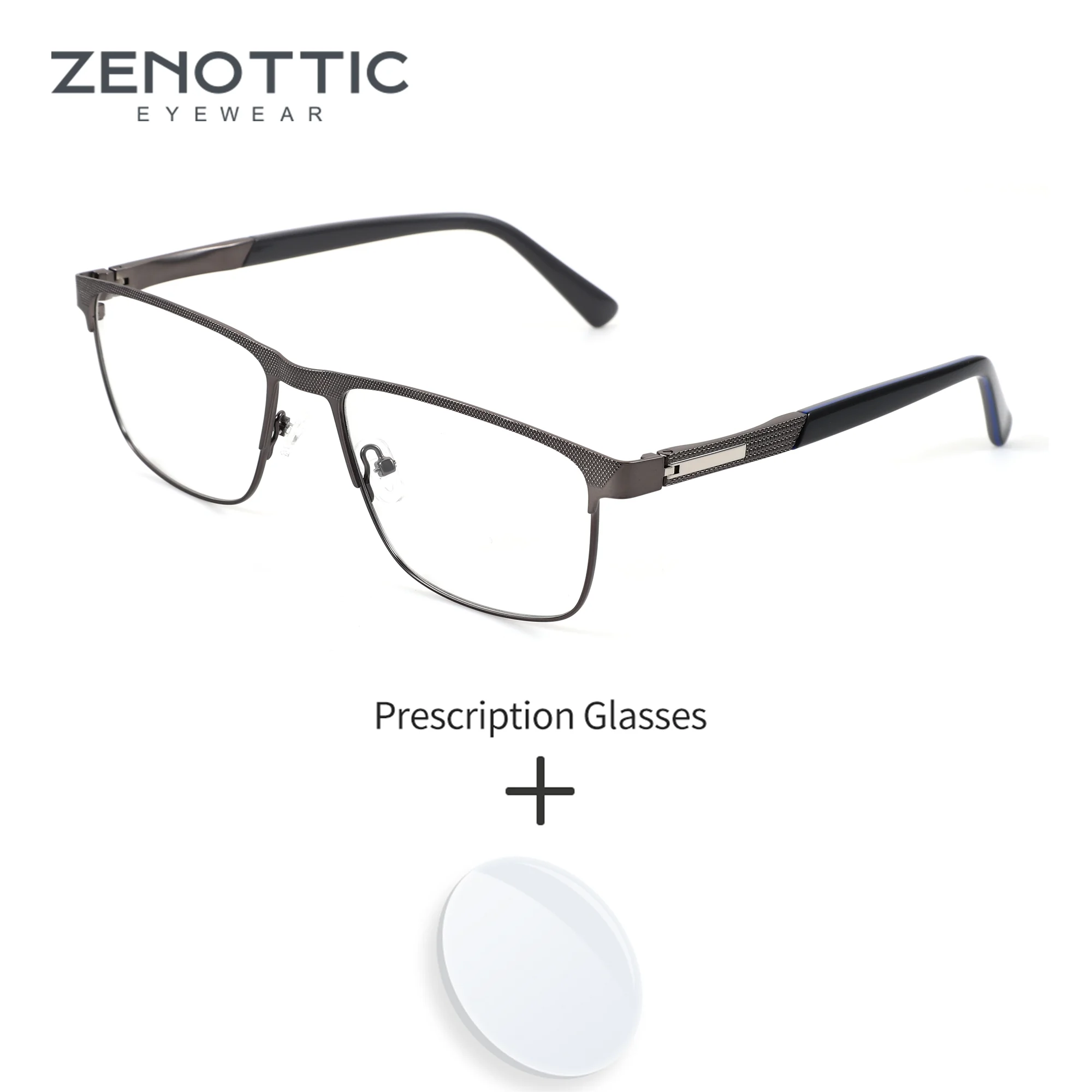 

ZENOTTIC XXL Size Fashion Metal Prescription Glasses For Men Double Bridge Square Progressive Multifocal Optical Eyeglasses