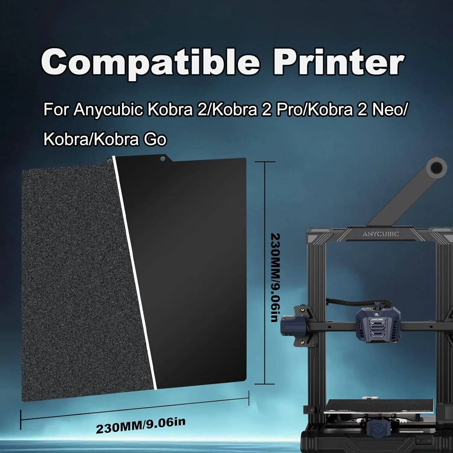 Kobra 2 Neo Bauplatte Glatte Strukturierte PEI für Anycubic Kobra 2/Kobra 2 Pro/Kobra Go 230x230mm Doppelseitige Schwarze PEI Druckplatte – Detail 3