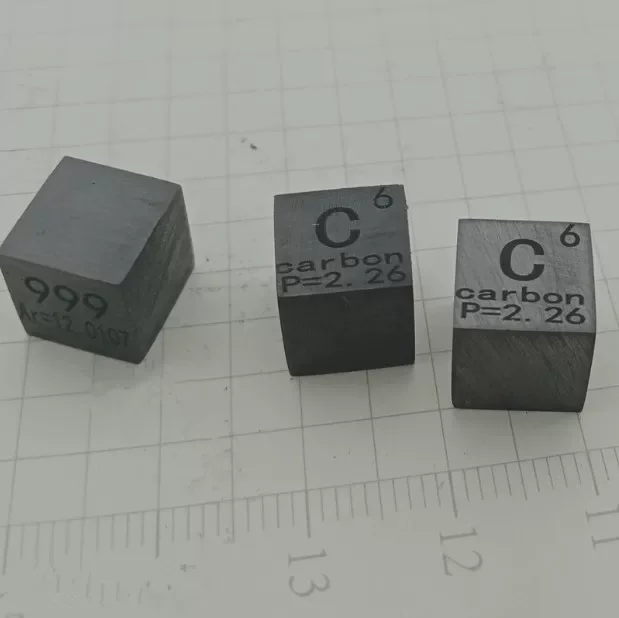 Carbon Metal Cube 10mm Pure C Element Periodic Table Collection Specimen Decorative Metal Block for Science Display Hobby Gift