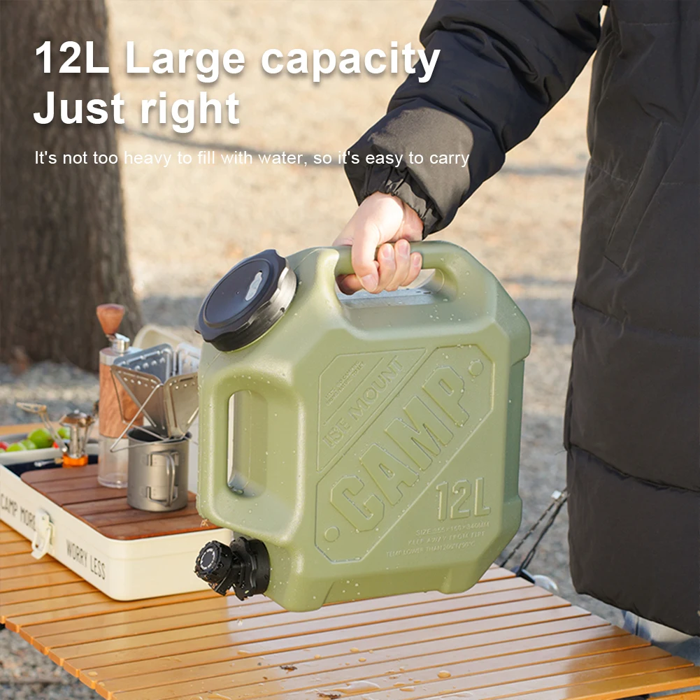 12L Water Storage Container Leak-Proof Portable Water Tank Large Capacity Water Dispenser Carrier for Vehicle Car Camping