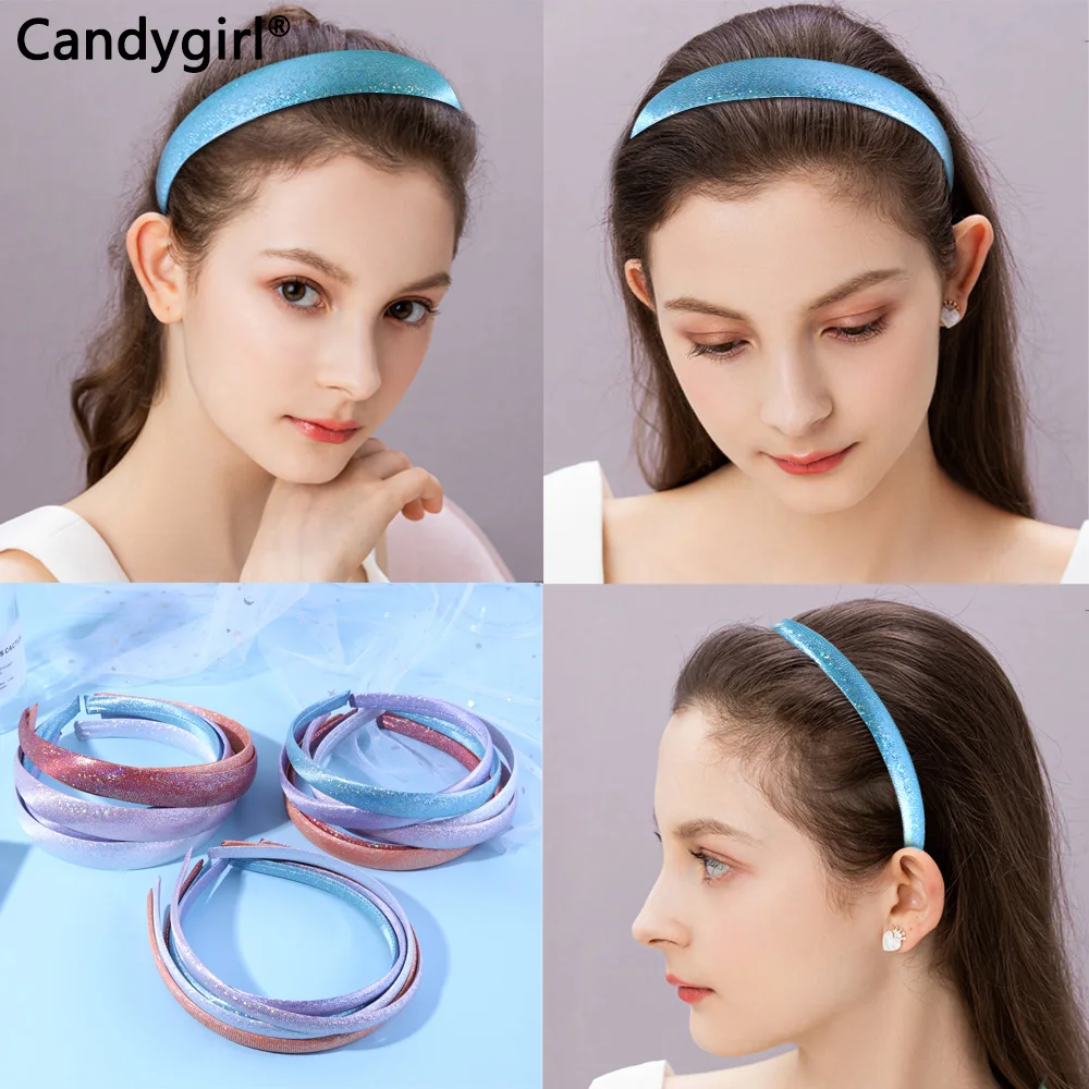 Fashion Solid Color Glitter Headwear Hairband For Women Girls Shinny Sequined Headband Hair Hoop Kids Cute Hair Accessories Gift