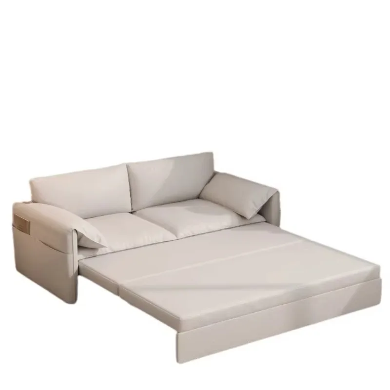 Modern design style 1.5 meters solid wood pull-out sofa bed multi-functional dual-purpose foldable armrest office living room