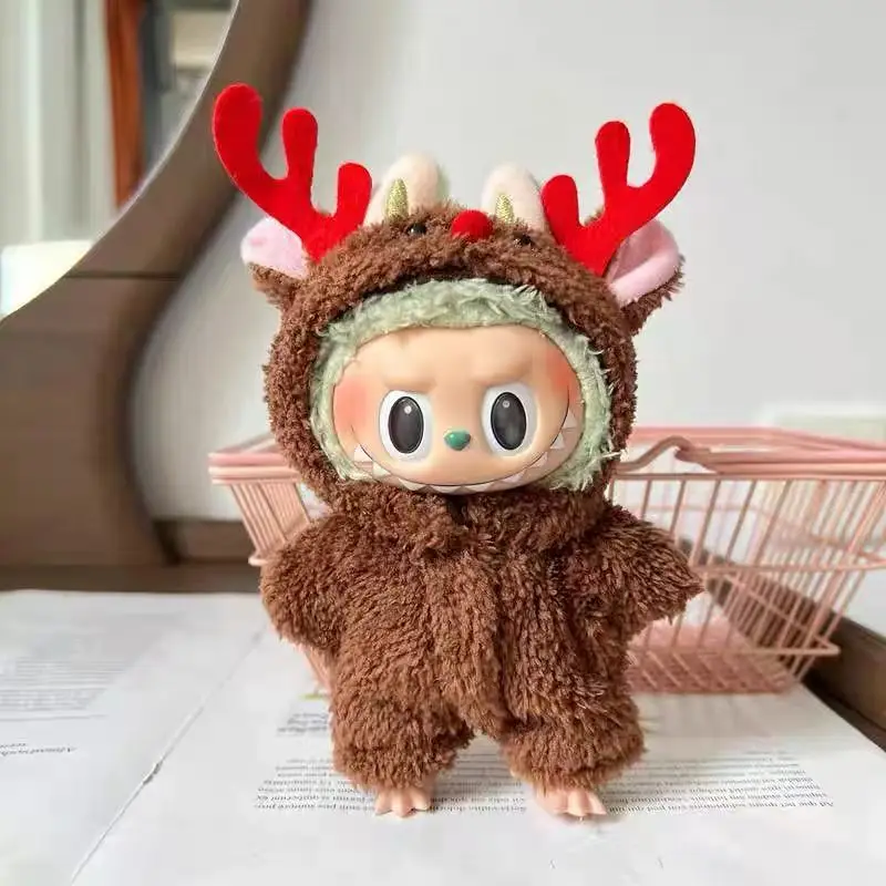 

Кукольная одежда для 15-17 см, одежда Labubu, веселая рождественская шапка, шарф, комплект с изображением лося и снеговика, мини-плюшевый аксессуар для куклы, новогоднее платье, подарок