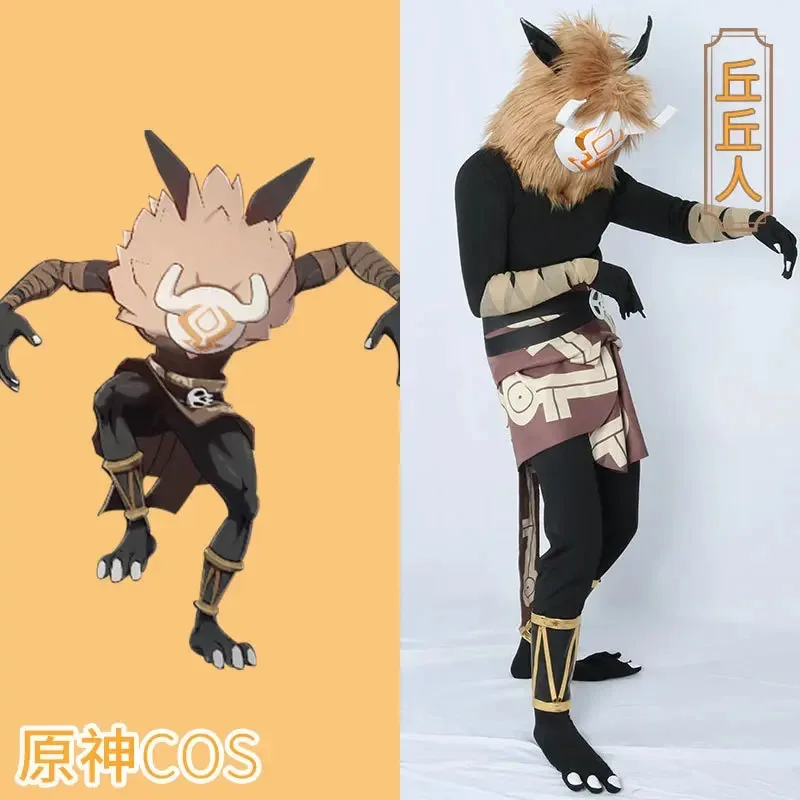 

Genshin Impact Cos Hilichurl Cosplay Costume Male Plush Headgear Two-dimensional Game Role-playing Halloween Spooky Suit Clothc;