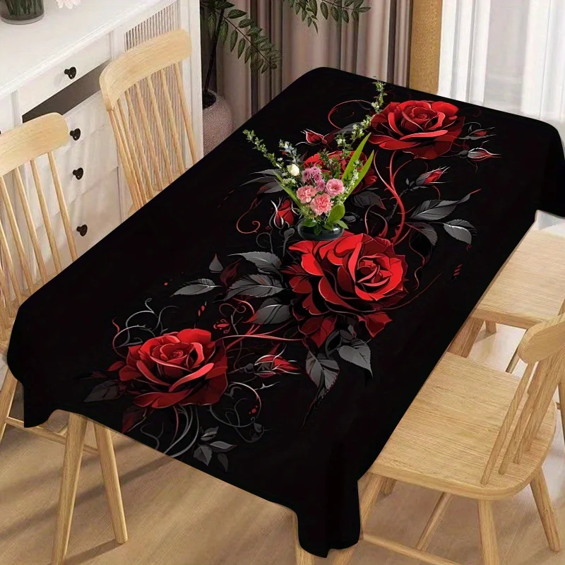 VIKAMA tablecloth rose print tablecloth home gift restaurant party coffee table desk square tablecloth decorative tablecloth