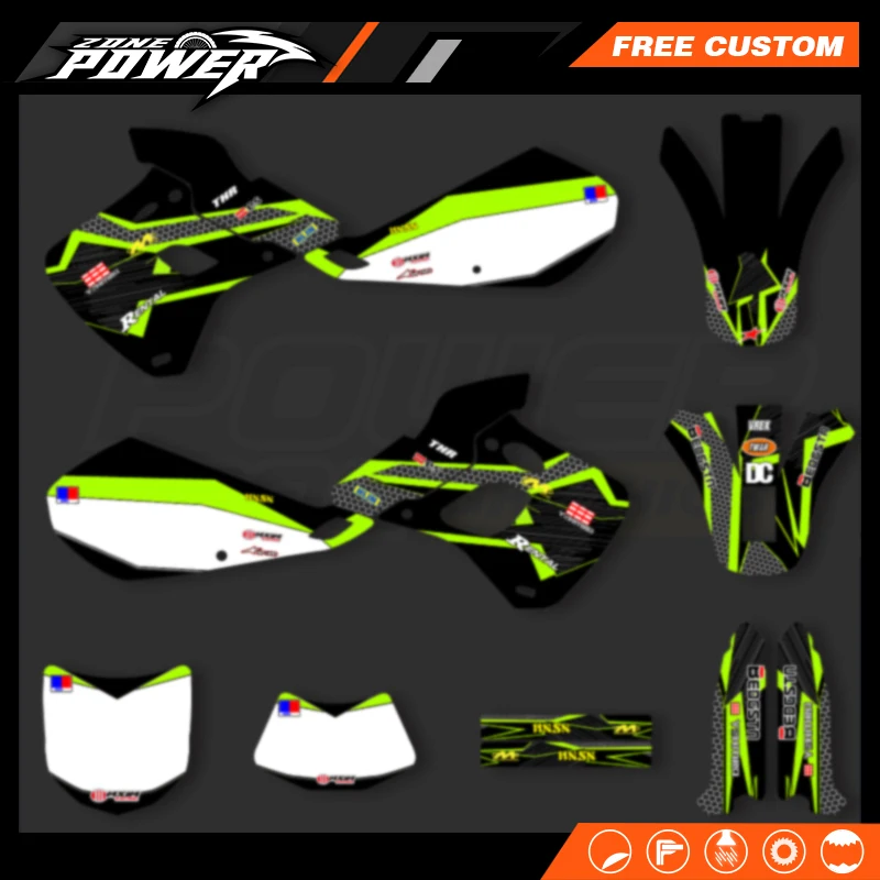 

Powerzone Motorcycle Graphic Background Decal Stickers Kits For Kawasaki KDX 250 1992 1993 1994 250cc KDX Number Name Customize
