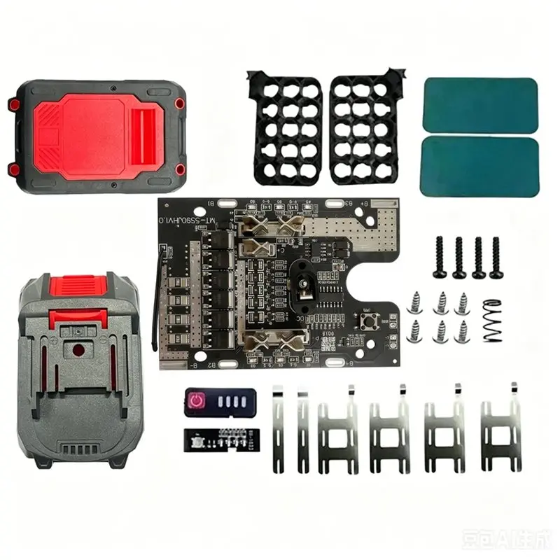 AT82-Battery Storage Box Case 15Core 18650 For Including 6MOS 4Alloy 130A Dual Indicator Light Protection Board