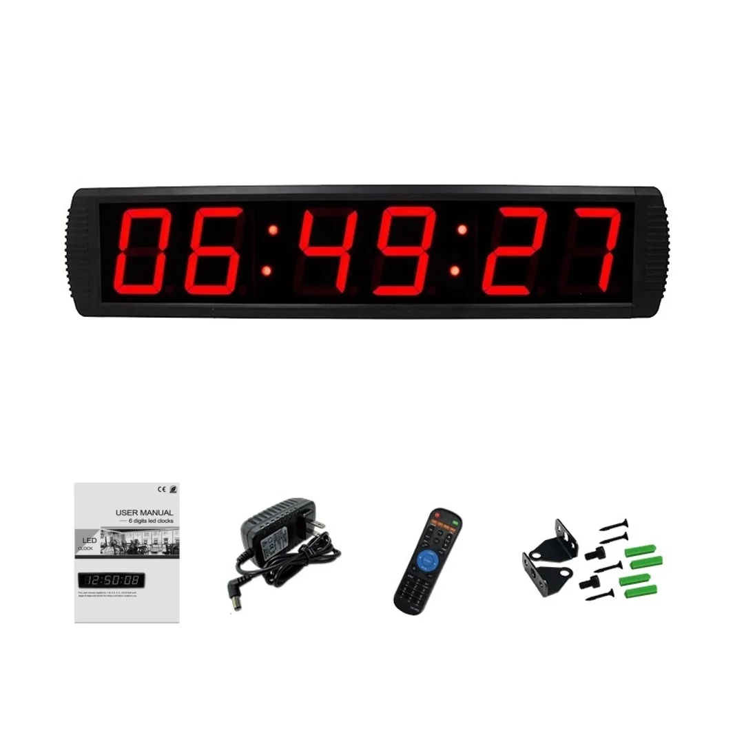 [Ganxin] 4 Zoll 6-stellige rote LED-Digital-Timer, multifunktionale Countdown-Wanduhr mit Fernbedienung