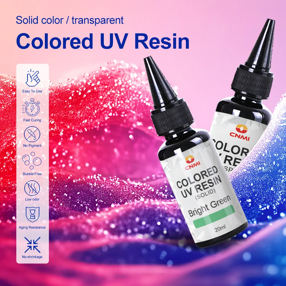 20g Colored UV Resin Glue Ultraviolet Curing Epoxy Resin UV Glue LED Lamp Purple Flashlight DIY UV Resin Crafts Jewelry Making