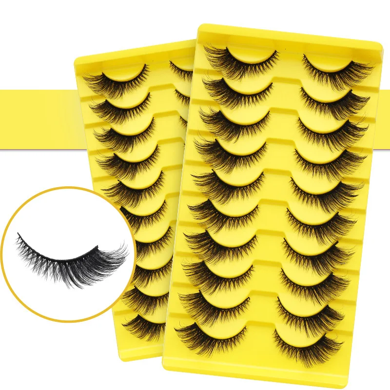 DINGSEN False Eyelashes - Dense Cat Eye Slant Eyelashes, European Style, 10 Pairs